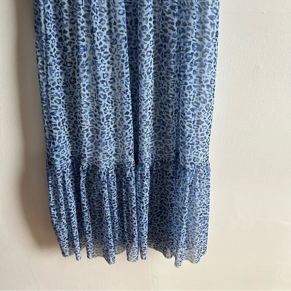Baum Und Pferdgarten Sz XL Jocelyn Blue Mesh Leopard Print Midi Dress - Picture 5 of 13
